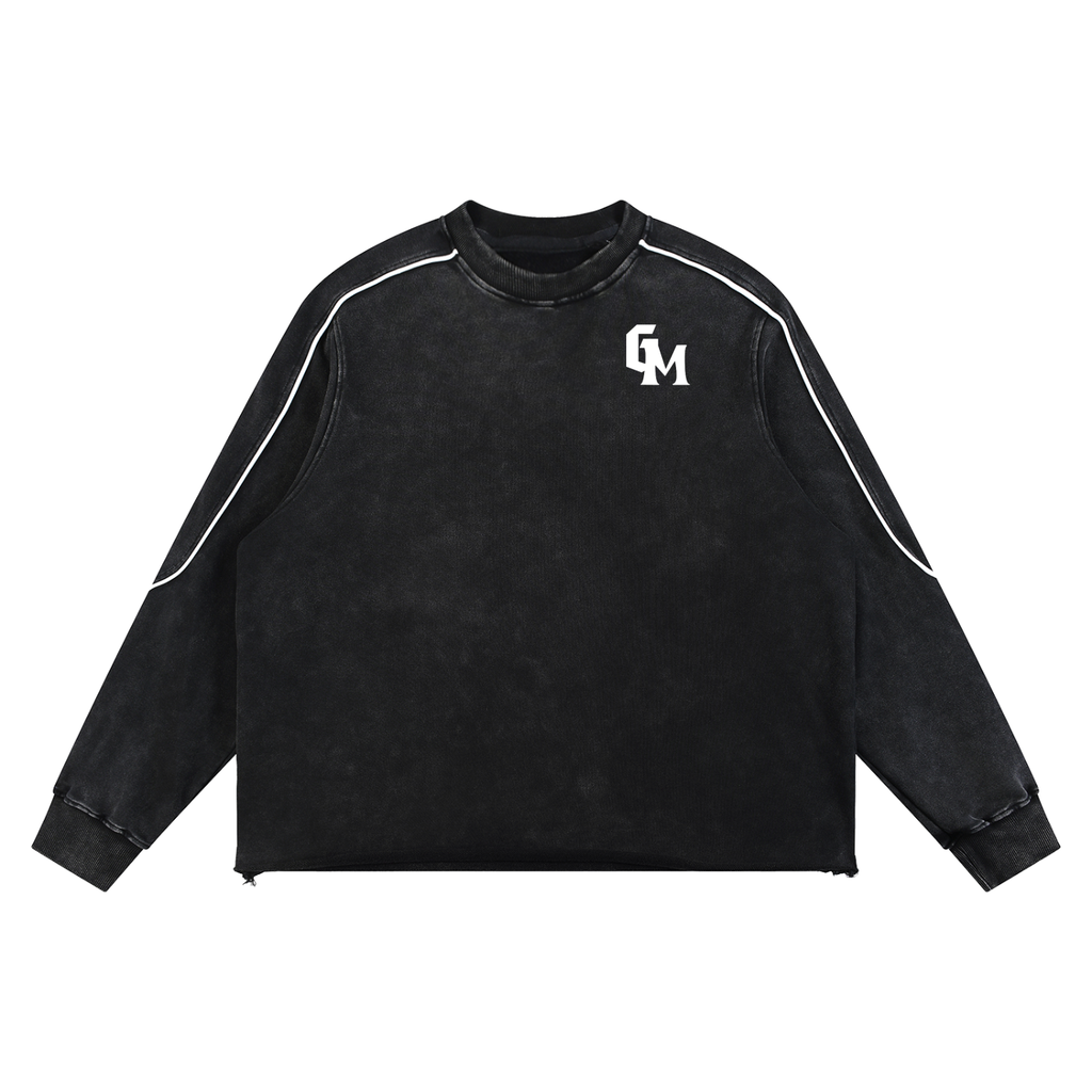 Mineral Wash Piping Raw Hem Sweatshirt